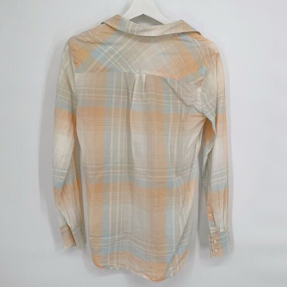 J. Crew The Perfect Shirt Plaid Button-Up Shirt Peach Lightweight Cotton XS‎ - Picture 3 of 6